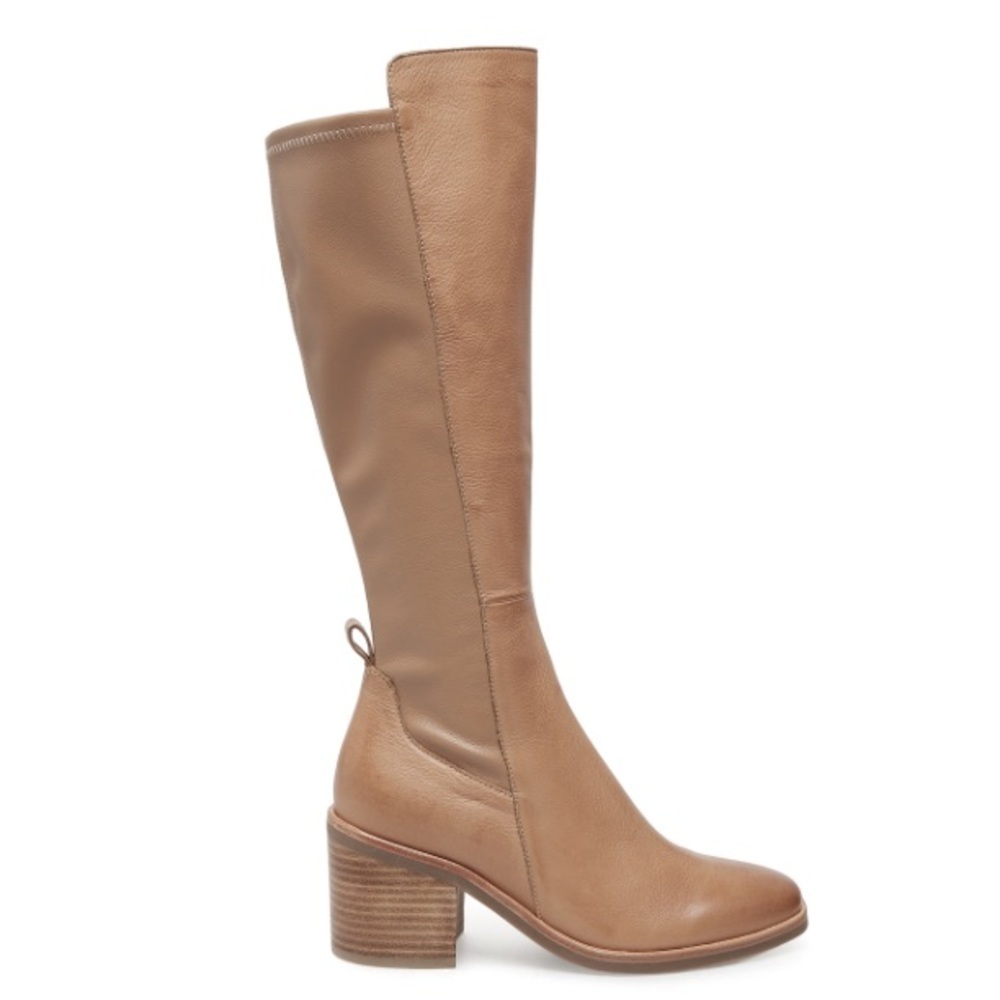 Women’s Tan Leather Knee High Heel Neem SilentD Boot New Without Box Size 39